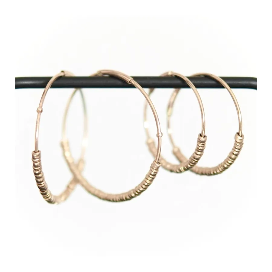 14k Gold Bead Hoops