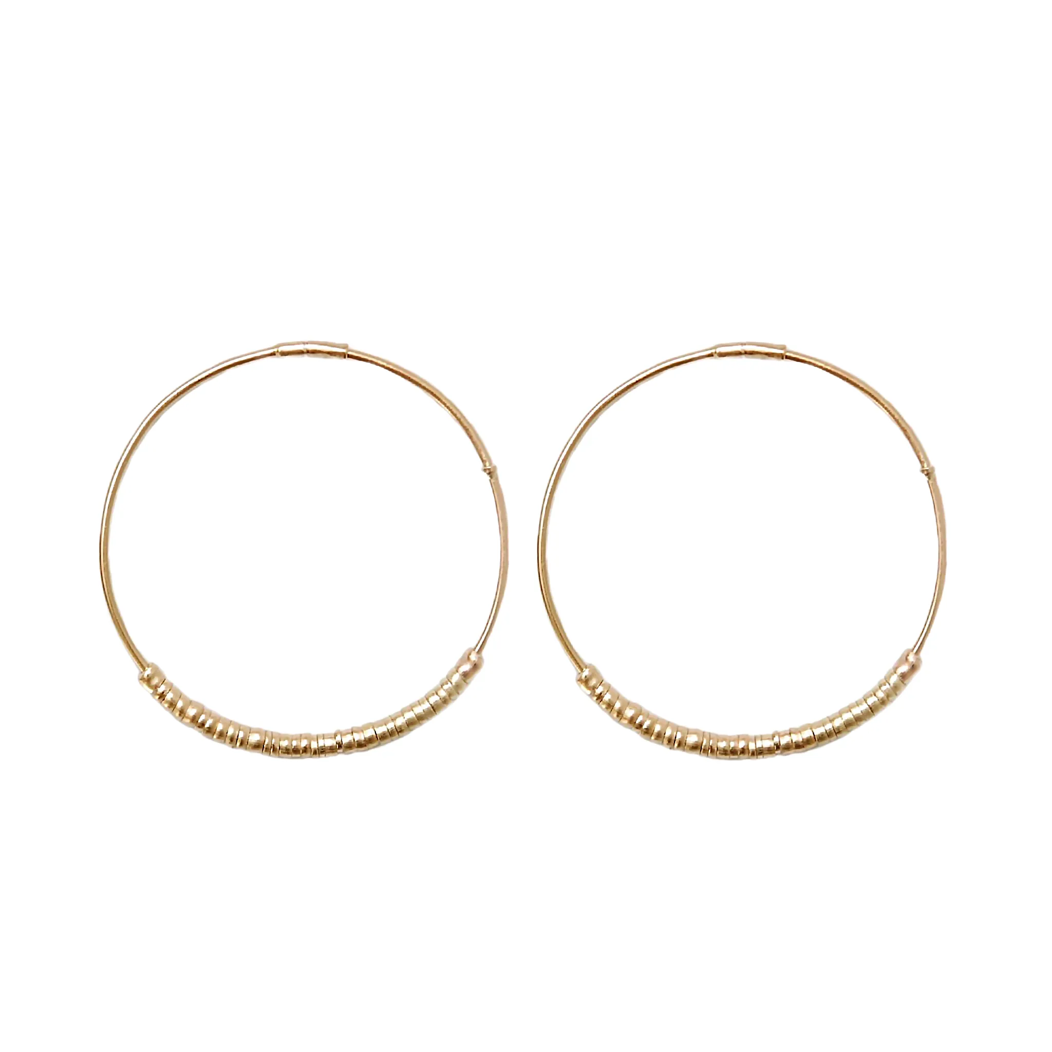 14k Gold Bead Hoops