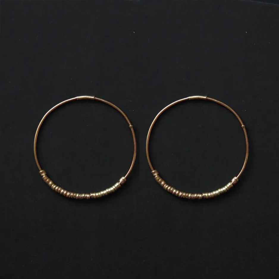 14k Gold Bead Hoops