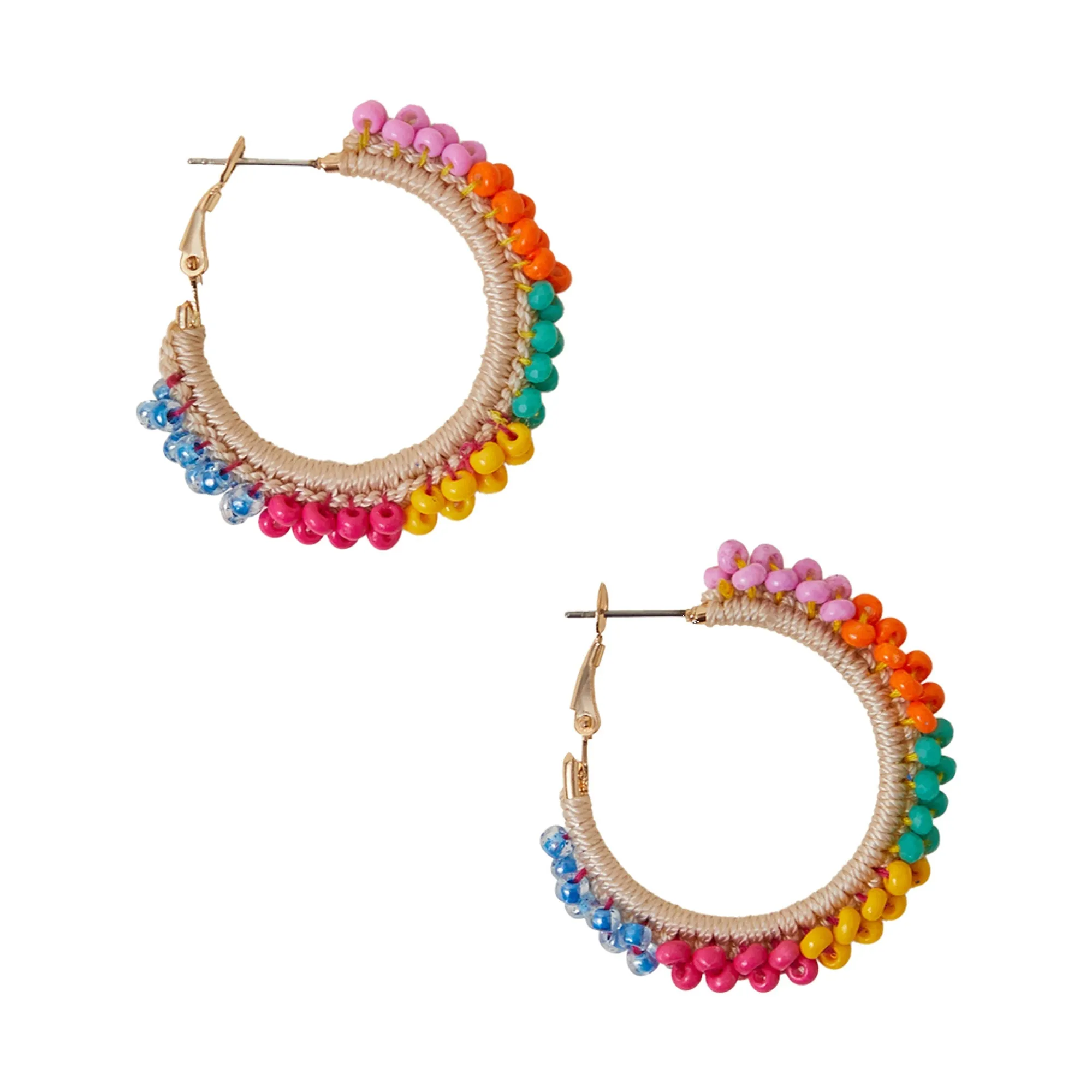 Accessorize London Women's Multi Bright Beaded Hoop Earrings