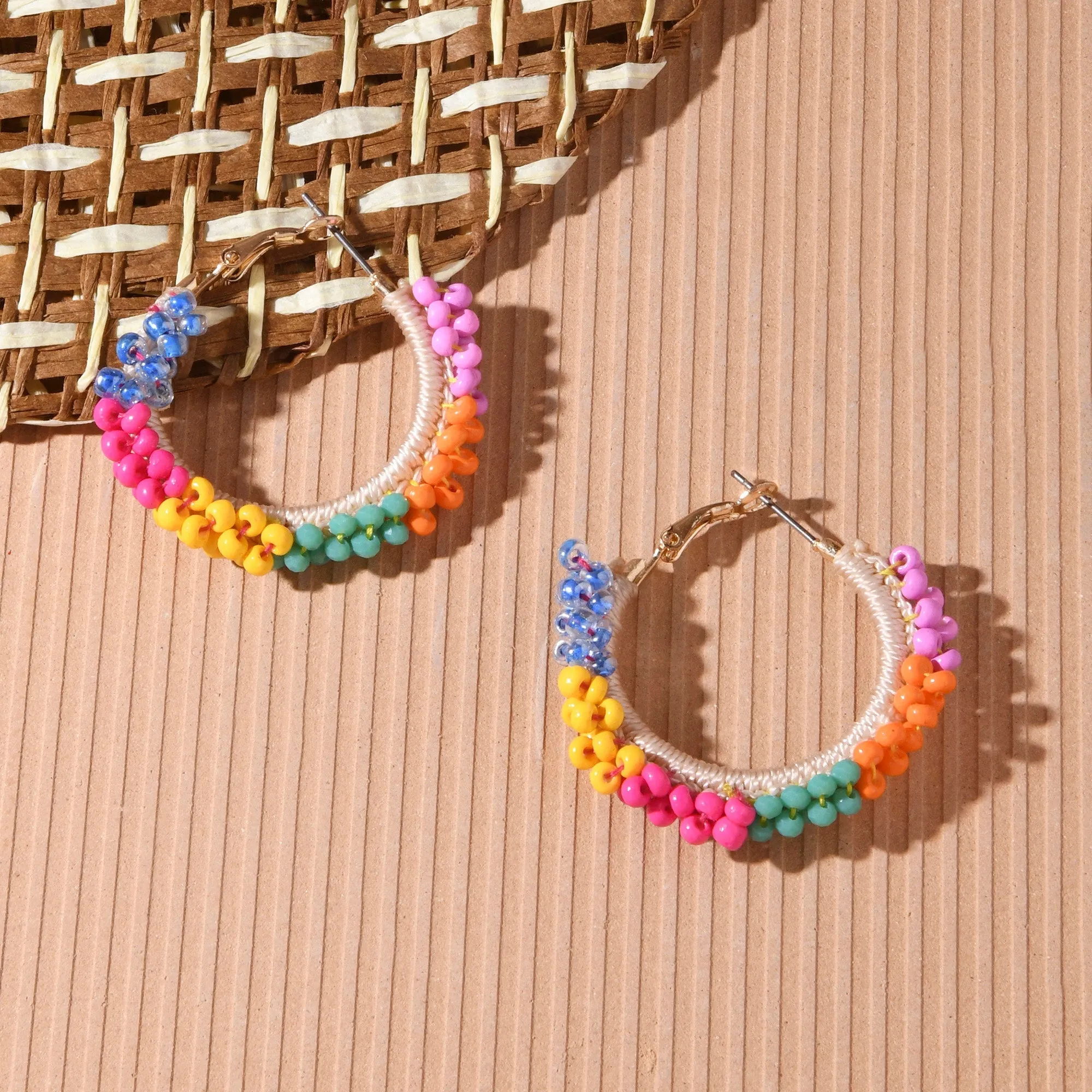 Accessorize London Women's Multi Bright Beaded Hoop Earrings