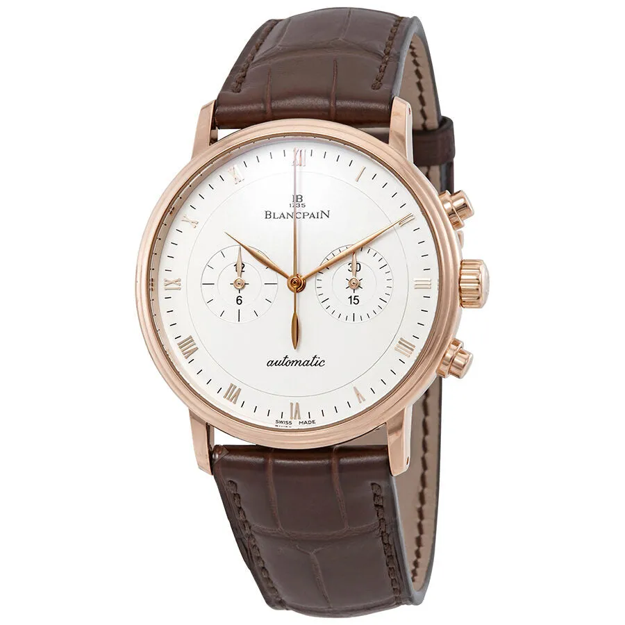 Blancpain Villeret 18kt Rose Gold Chronograph Automatic Silver Dial Men's Watch 4082-3642-55