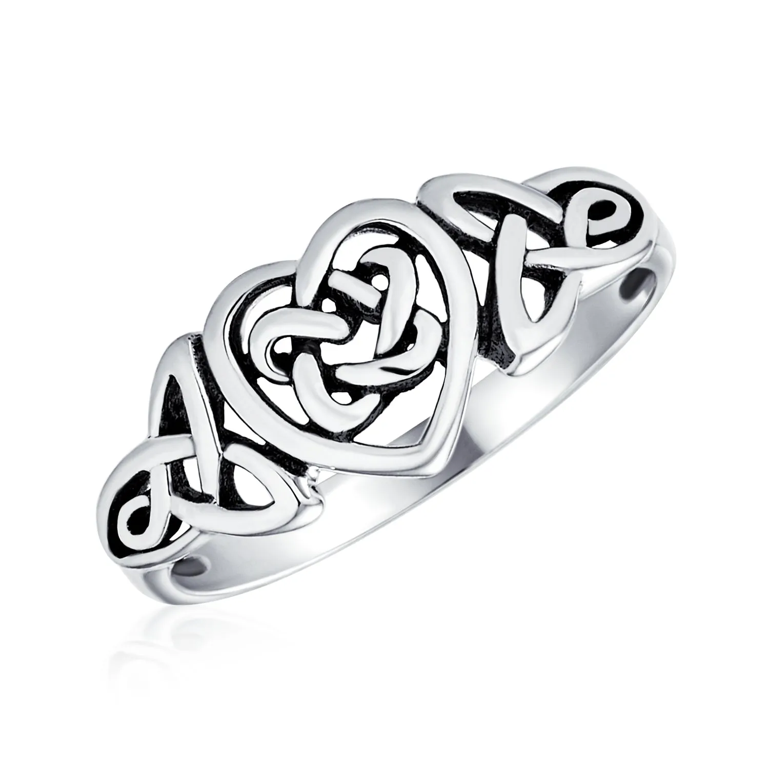 Dainty Celtic Love Knots Silver Ring for Best Friends Infinity Heart Design