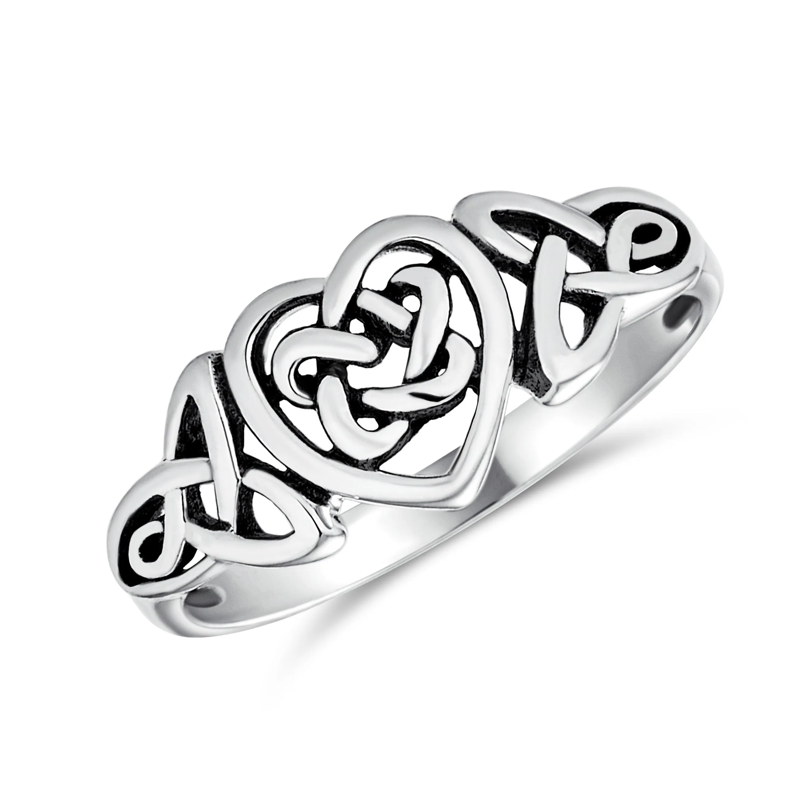 Dainty Celtic Love Knots Silver Ring for Best Friends Infinity Heart Design