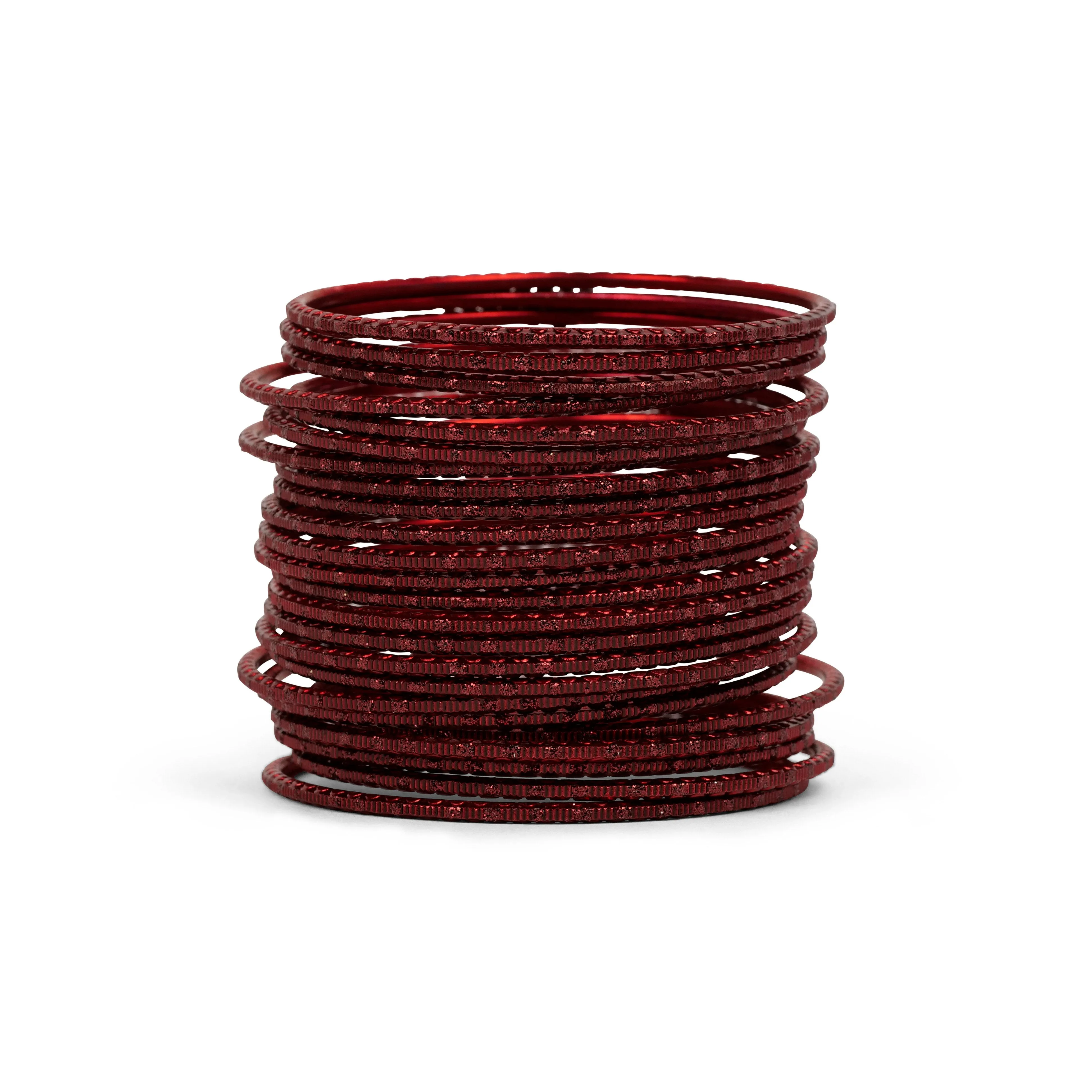 Maroon Diamond Cut Glitter Bangles