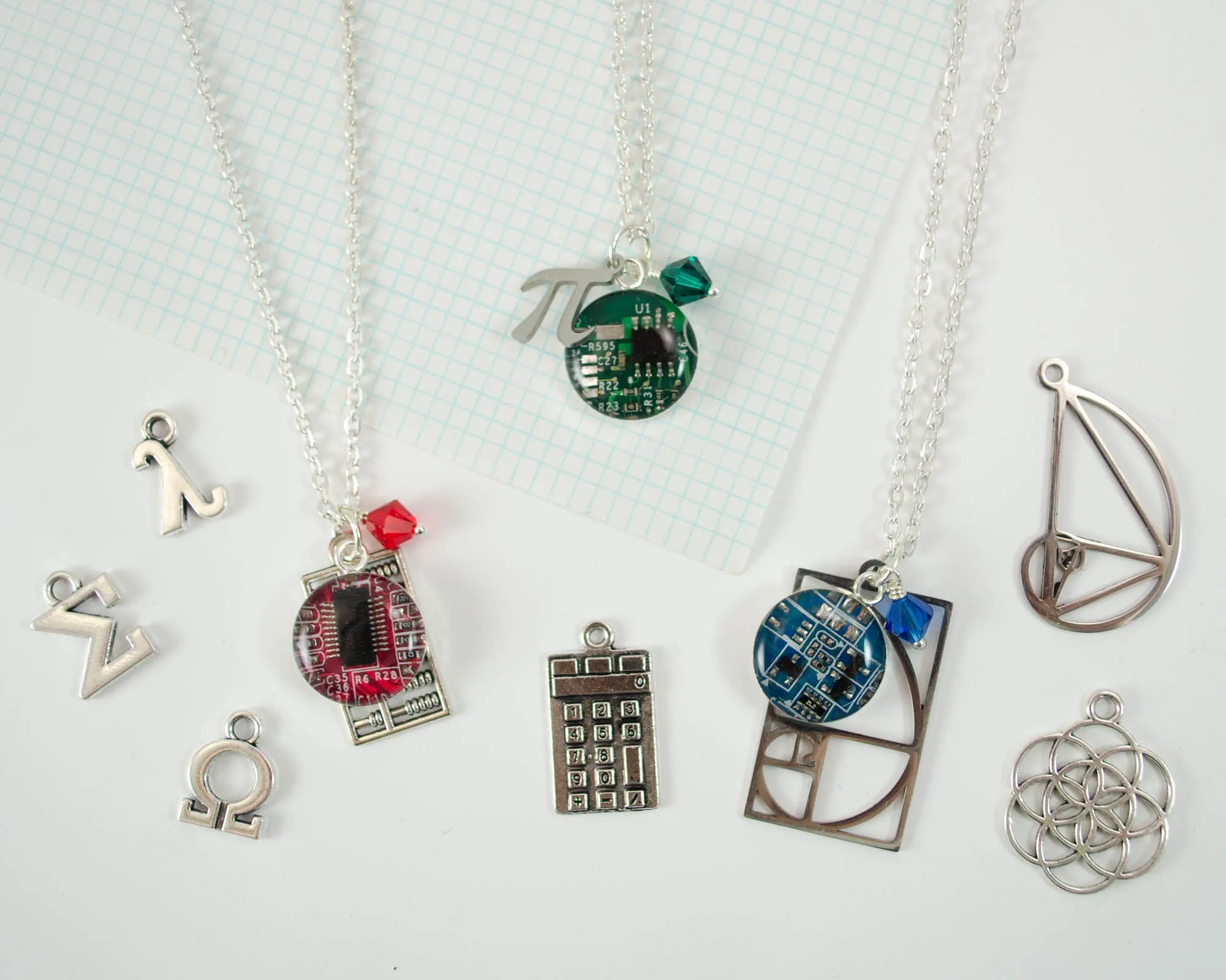 Math Charm Necklaces